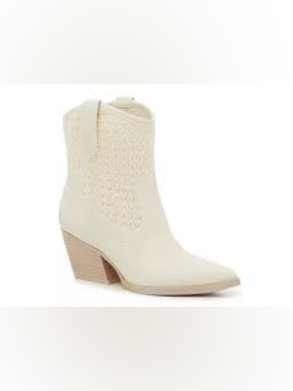 Dolce Vita New in Box Cream Woven Shaft Western Ankle Boots, Size 8.5